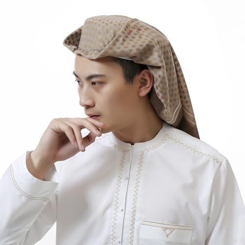 JIAHG Männer Hijab Kopftuch Islam Hijab Herren Arabische Kopftuch Halstuch Schal Islamische Kopfkappe Muslimischer Hijab Schal Caps Sommer Turban Kopfbedeckung Kopf Wraps Headwrap
