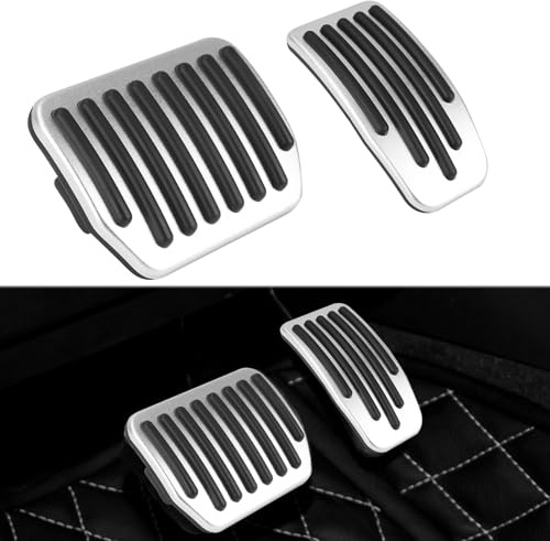 Aluminium Pedal Abdeckung für Tesla Model 3 (2017-2026)&Model Y (2020-2026) | Antirutsch Gaspedal und Bremspedal Abdeckung für Model 3 Highland & Model Y Juniper(Silber)