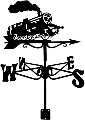 Metal Weather Vane, Steam Train Ornament Weathervane, Wind Direction Indicator Garden Stake Art Decorations Professional Measuring Tool Easy to Assemble