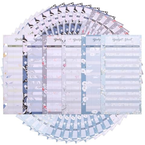 60 Blätter A6 Budget Sheets 6 Löcher Budget Binder A6 Budget Nachfüllpapier für Bargeld Ausgaben Tracker Geld Organizer Binder Budget Planner Einlagepapier für Notizbuch