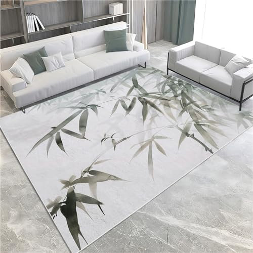 Home Teppich 120x180 cm Handgezeichneter Bambus Teppich Wohnzimmer, Modern Flauschig rutschfest Teppiche, für Schlafzimmer, Küche, Flur, Esszimmer Waschbarer Teppich