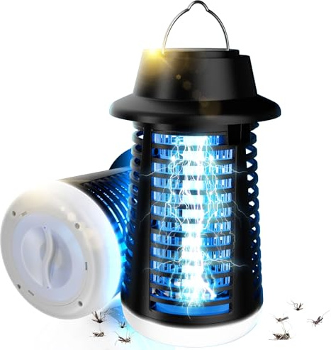 Eliminador de insectos para interiores y exteriores, trampa para moscas, matamoscas impermeable, matamoscas eléctrico de 3800 V para el hogar, patio, camping, cocina