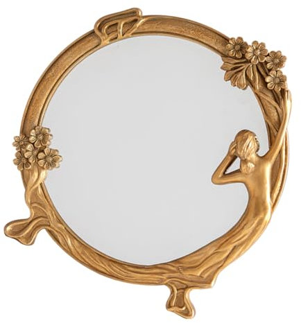 Gogogmee Schminkspiegel Für Schreibtisch Personalisierter Tragbarer Kompakter Kosmetikspiegel Mit Reliefornament Im Retro-Stil Für Zuhause Schlafsaal Ankleidezimmer