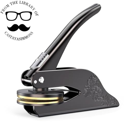 FolHaoth Personalisierter Prägestempel Personalisiert Book embosser Prägestempel mit Eigenem Logo Design Personalisierte Prägezange für Papier Buchstempel für Bibliothek Hochzeitseinladung Notarsiegel