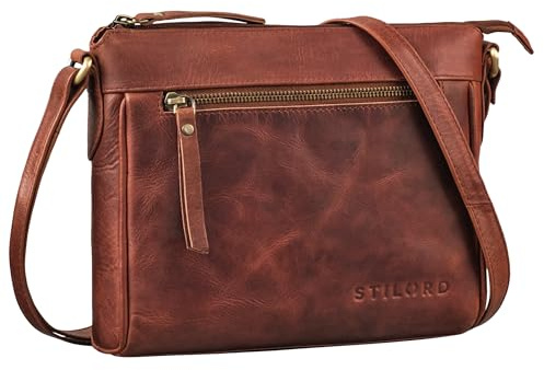 STILORD Mirabelle Ledertasche Damen zum Umhängen - zeitlose Tasche perfekt als Umhängetasche Schultertasche Freizeittasche Handtasche zum Umhängen Echtes Leder Farbe:schwarz