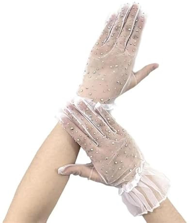 THINCAN Elegante Damen Abend- und Tanzparty-Handschuhe, Lolitas-Fäustlinge, Schwarz, Weiß, Nylon, Beidhändig, Modebewusste Frauen, Formal-Events-Besucherinnen, Damen, female, Handschuhe