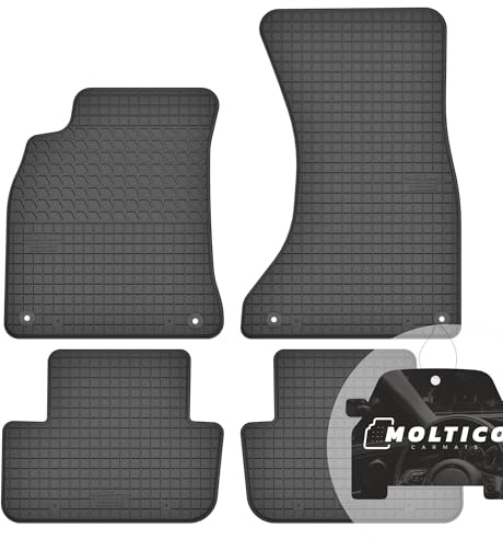 moto-MOLTICO Gummimatten Auto, 4-teiliges Set, Allwetter Gummi Fußmatten, Antirutsch & Wasserfest Autoteppiche - passend für Audi A4 B8 / A5 (2007-2015)