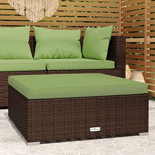Xichuzi Gartenhocker mit Kissen, Hocker Outdoor, Gartenmöbel, Sitzhocker, Beistelltisch Outdoor, Blumenhocker, Pflanzen Hocker, Braun 70x70x30 cm Poly Rattan