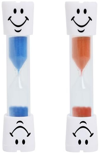 2 Stück Sanduhr Zähneputzen Kinder, Zahnputzuhr Smiley, Sanduhren Set Buntes für Kinder, Sanduhr 3 Minuten für Kinder Schule, Kinder Zähneputzen, Kita, Büro, Haus, Deko, Spiele