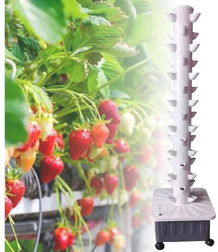 PTSZNGS Aquaponik, Tower-Aeroponic-Anbauset für Kräuter, Obst und Gemüse mit Feuchtigkeitspumpe, Adapter, Netztopf, 15-stöckiger Hydrokulturturm mit 45 Löchern