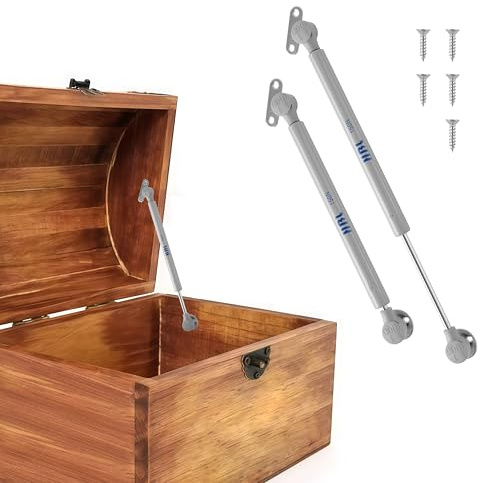2 Pack Soft Close Toy Box Hinges for Heavy Curved, Round, Arched and Flat Lids - HBL' 150N Gas Strut Spring Safety Hinges to Slow Down and Slow Close, Also Works for Flat Lids.