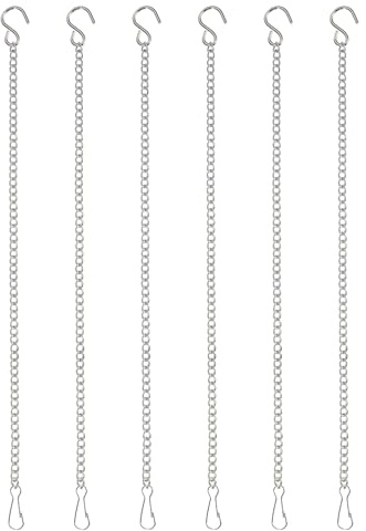 PATIKIL Cadenas Colgantes Con Gancho En S, 6 Pcs Soporte Para Plantas Para Comederos De Aves Macetas Faroles Campanas De Viento Pizarras Y Decoraciones, Plateado