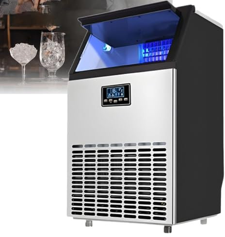 Máquina para fabricar hielo comercial, máquina para fabricar hielo de encimera para el hogar y la cocina, capacidad de almacenamiento de hielo de 15 kg, funcionamiento rápido,55KG/24H