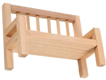 BESPORTBLE Miniaturbank Für Puppenhaus Holzbank Unbemalt Stimmung Für Garten Und Patio Maßstabgetreu Für Dekoration Und Fotografie