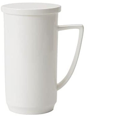 Tazza da viaggio in porcellana Bone China da 500 ml con coperchio Tazza da caffè semplice e bella per uso domestico o ufficio Tazza da tè bianca con manico