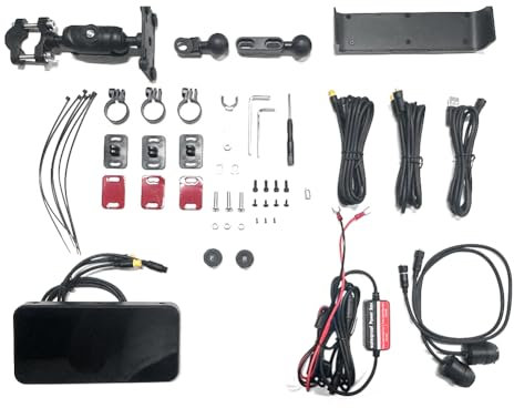 Fozriybefy MG600 6,25-Display, Motorrad-Navigator, GPS, WiFi, Kabelloses CarPlay, Android Auto-Bildschirm, Doppelkamera, Reifendruck-Kits