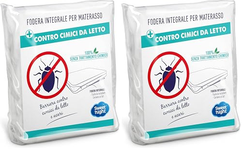 Sweet Night Fodera integrale per materasso singolo 90x200 cm | Anti cimice e antiacaro | Silenzioso | Chiusura a cerniera | Senza trattamento chimico | Spessore fino a 25 cm (Confezione da 2)