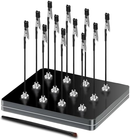 Troisième main professionnelle avec base magnétique. 12 pinces crocodiles flexibles, 1 brosse et 1 base en fer - Idéal pour les aides à souder, les accessoires de modélisme et les supports de platine
