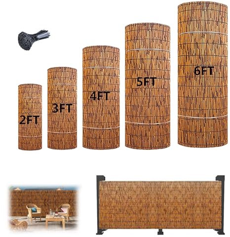 MZQMK Valla De Caña Natural Valla De Cañas Exterior Cañizo Jardin Ocultacion For Patio, Jardín, Balcón, Cortina De Pantalla De Caña(1.53x2m/5x6.5ft)