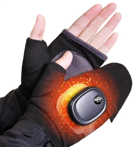 OBEST Beheizbare Handschuhe Herren Damen, Volle und Halbe Hände Winter Beheizte Handschuhe mit 3 Einstellbare Heizmodi für Radfahren Wandern Skifahren