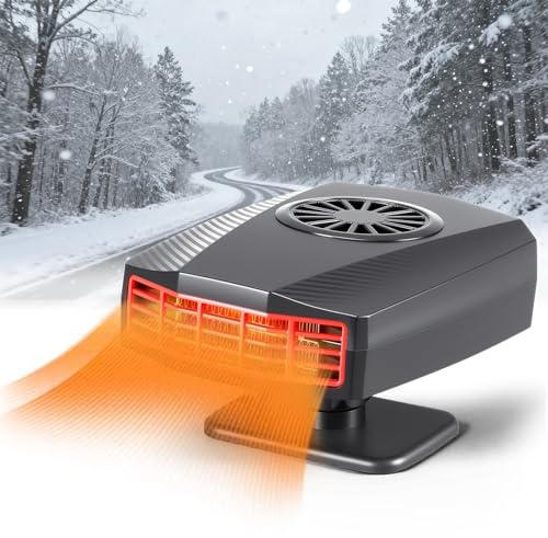 Katroiy Portable 12V Car Heaters for Vehicle, 2 in 1 Fast Heating Car Heater that Plugs into Cigarette Lighter, Car Windshield Defroster Demister for Cars, SUV
