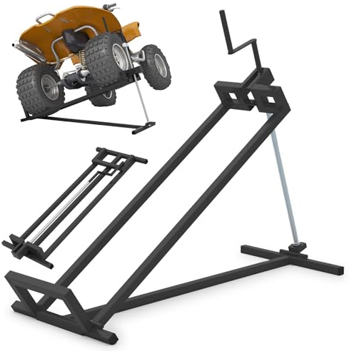 RELAX4LIFE Sollevatore per Tosaerba Quadruplo fino a 400 kg, Altezza di Sollevamento da 11,5 a 77 cm, Salvaspazio, Materiale in Acciaio Spruzzato (Nero)