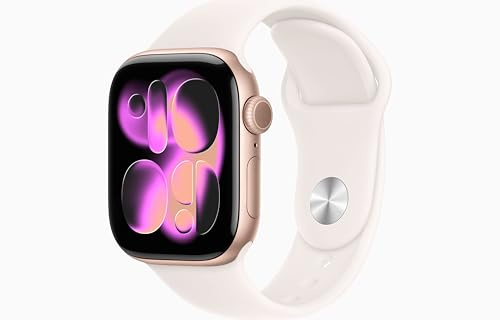 Apple Watch Series 11 [GPS + Cellular, 42mm] Cassa Oro Rosa in Alluminio con Cinturino Sport Rosa Fard, S/M (Ricondizionato)