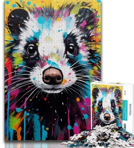 Puzzle da 1000 pezzi per adolescenti animali tasso del miele 1000 pezzi per adulti e adolescenti con pezzi completamente interconnessi e di forma casuale per bambini di 14 anni (26x38cm)