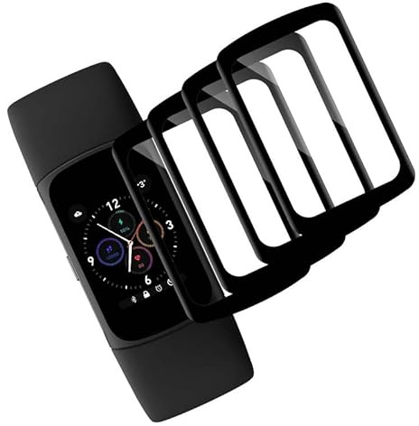 SkyKeep [4-Pack Screen Protector for Fitbit Charge 6 Protective Film- Soft PMMA, HD Clear, Anti-Scratch, Anti-Fingerprint, Bubble-Free, for Fitbit Charge 5 Screen Protector