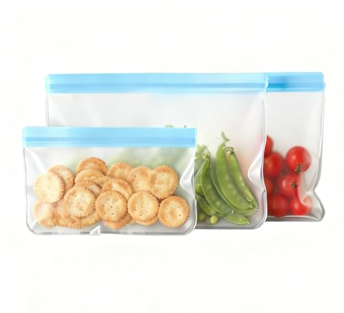 Lot de 9 sacs de stockage alimentaires, sacs de congélation réutilisables, pochettes en plastique étanche pour garder le déjeuner, sandwich, collations, fruits, légumes, viande, céréales fraîches, EVA