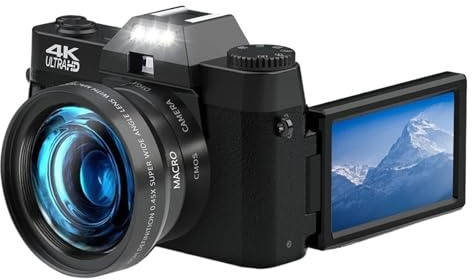 SXYGYWA Cámara Digital 4K 48MP 16X Zoom 3 ''Pantalla Abatible WiFi Videocámara Web Fotografía Vintage De Vídeo Profesional Compacta Imágenes Nítidas Detalladas(NO Card,NO Wide-Angle Lens)