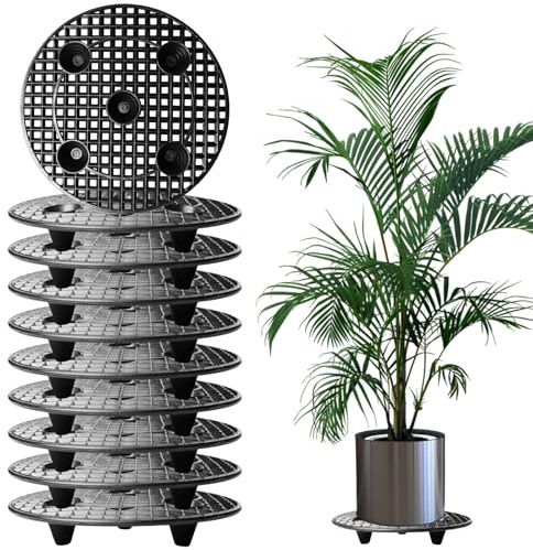 GBKDQQ 10 Stück Topfuntersetzer Pflanzen Topfpflanzenständer, 30 cm Rund Blumentopfgitter Pad, Kunststoff Blumentopf Mesh Pads, Blumentopf Ständer Drainage Mesh für Lnnen-Balkon Outdoor Garten