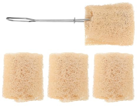 Parliky Lot 1 Brosse à Biberon en Luffa Naturel avec 3 Têtes Remplaçables, Goupillon Réutilisable pour Nettoyage Bouteille Bébé, Compatible Verre et Plastique, pour Entretien Quotidien