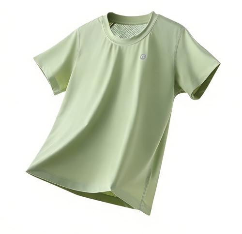 InfiniZer Kids Rash Vest Boys Girls Swim Top UPF 50+ UV Sun Protection Short Sleeve Quick Dry Breathable Rash Guard Shirt for 8-12 Years (UK, Age, 12 Years, 13 Years, Regular, Green)