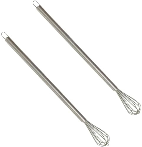 Lot de 2 fouets de 23 cm, petit fouet en acier inoxydable pour la cuisine, fouet manuel pour mélanger les sauces et les œufs, mini fouet pour tasses, fouet ballon pratique pour la cuisine et la