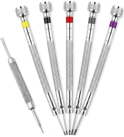 6Pcs Precision Screwdriver Set Watchmakers Screwdriver Set | Reversible Blade Screwdriver for Watch Eyeglasses Jewelry Repair,Watchtools WatchScrewdriver Sett Head Watch Pin Removal Tool