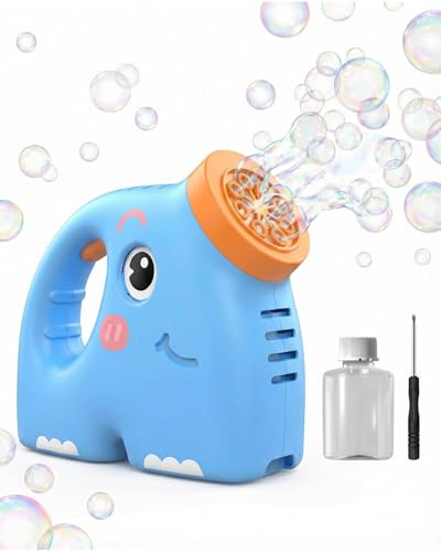 Seifenblasenmaschine Kinder mit 10 Ausblasöffnungen, wiederbefüllbarer Tank inkl 2 Bubble Flüssigkeit, elektrische Seifenblasenpistole, ideales Bubble Spielzeug für Outdoor Garten Party & Geburtstag