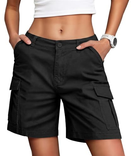 zoogobee Shorts for Women, Multi‑Pocket Bermuda Cargo Casual Workwear Shorts, Ladies Summer for Hiking, Travel & Daily Wear