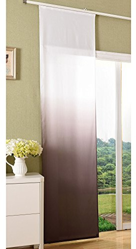 Gardinenbox Flächenvorhang Blickdicht Farbverlauf mit Paneelwagen und Beschwerungsstange Microsatin Microfaser, 245x60, Braun, 85425