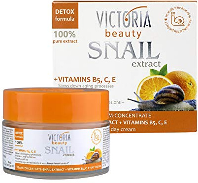 Victoria Beauty Schneckencreme mit Vitamin C, Schneckenschleim Creme, Anti Aging Gesichtscreme, Augencreme, Gesichtspflege gegen Falten und Augenringe, Snail Cream, 50ml