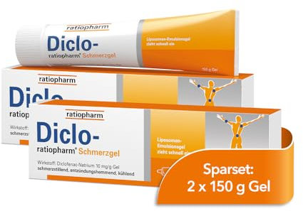 Diclo-ratiopharm® Schmerzgel im Sparset 2 x 150 g Gel: Schmerzstillendes, entzündungshemmendes Gel bei rheumatischen Erkrankungen, Gelenkschmerzen, Prellungen und Zerrungen. Diclofenac-Natrium.