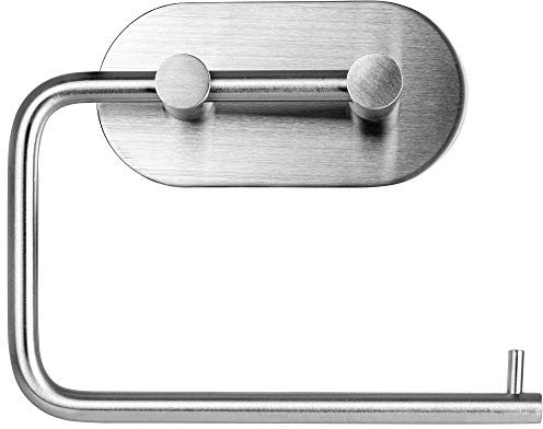 KADAX Toilettenpapierhalter, Papierrollenhalter aus Metall, ohne Bohren, 3M Selbstklebend, Klopapierhalter für Bad, Küche, Rollenhalter, Klorollenhalter, Papierhalter, Silber