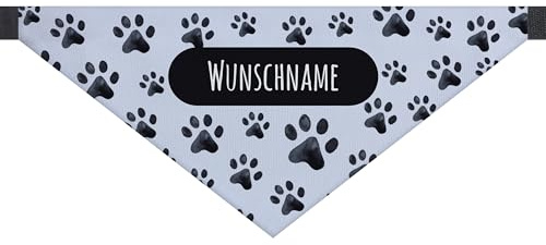 printplanet® - Hundehalstuch mit Name oder Text - Halstuch für Hunde - Layout Pfotenmuster - Größe L
