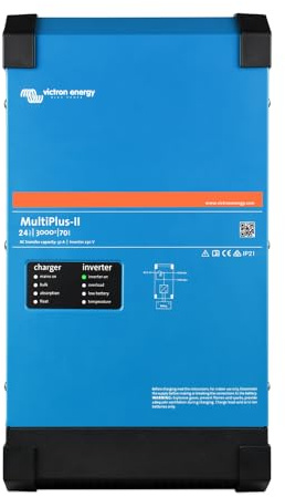 Victron Energy MultiPlus-II Reiner Sinus Wechselrichter 70 Amp Batterie Ladegerät, Spannungswandler, Transferschalter Inverter Charger, 3000VA 24-Volt 230V