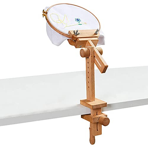 Flyingu Broderie en Bois, Tambour Réglable Rotatif et Support pour Broderie et Point Croix