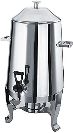 LSDRALOBPOI Montalatte Automatico Montalatte Elettrico Latte Calda Dispenser per Bevande Calde in Acciaio Inossidabile 13L per caffè al Latte con Accenti in Oro Cromato 1025(Color:Silver)
