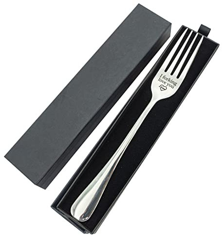 VICKHU I love you gifts for boyfriend girlfriend dad mom, I f o r k ing love you funny engraved forks,mothers day/fathers day/Christmas gifts/valentines day gifts(love you)