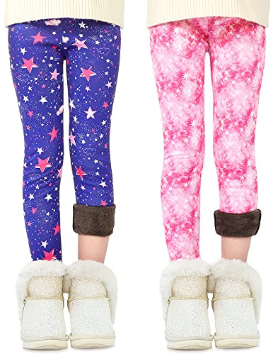 Adorel Leggings Felpati Invernali Pantaloni Termici Bambina 2 Pack