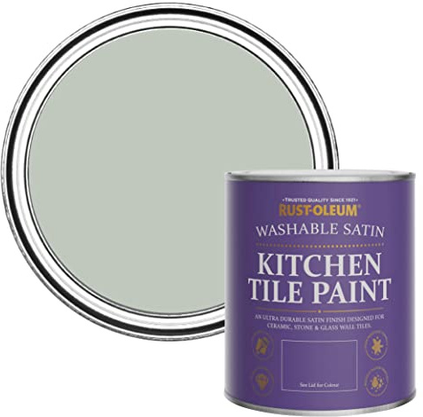 Rust-Oleum abwaschbare Küchenfliesenlack in grün mit Seidenglanz Finish - Kreidegrün 750ML