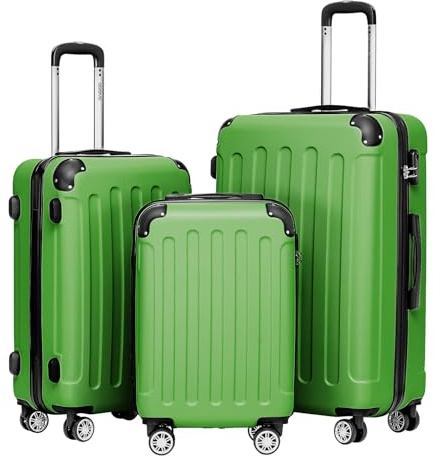 BEIBYE 2045 Zwillingsrollen 3tlg. Reisekoffer Koffer Kofferset Trolleys Hartschale in 20 Farben (Olive-Green)
